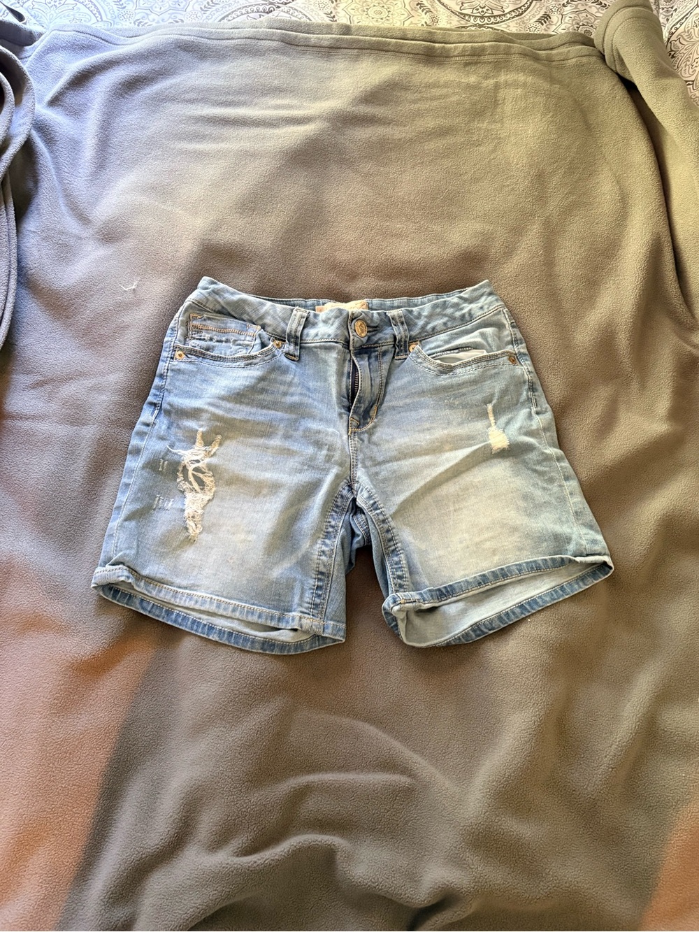Seven7 Light Wash Distressed Denim Shorts